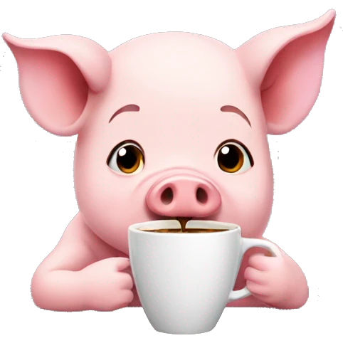 Karina the pig drinking coffee emoji