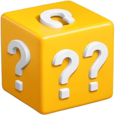  yellow cube shaped box stuffed with white question marker cubes emoji