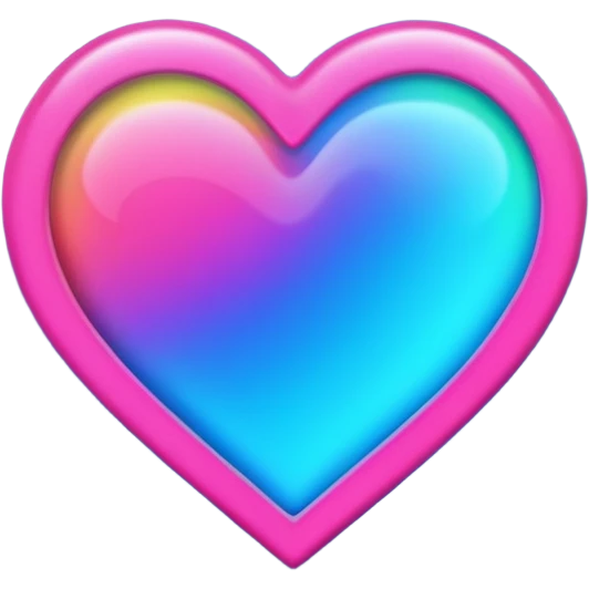A neon rainbow heart emoji