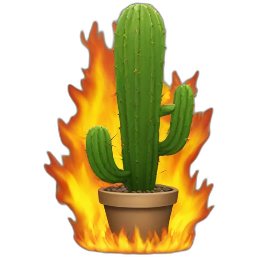 Cactus burning emoji