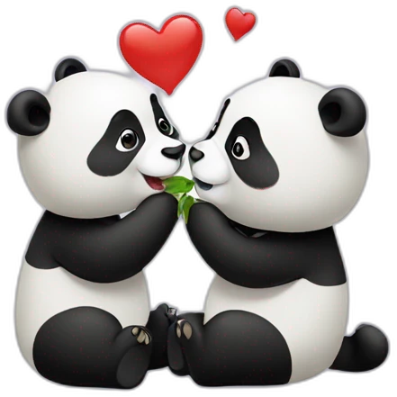 Two Panda kissing  emoji