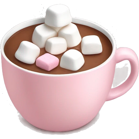 Light Pink mug of hot chocolate with marshmallows  emoji