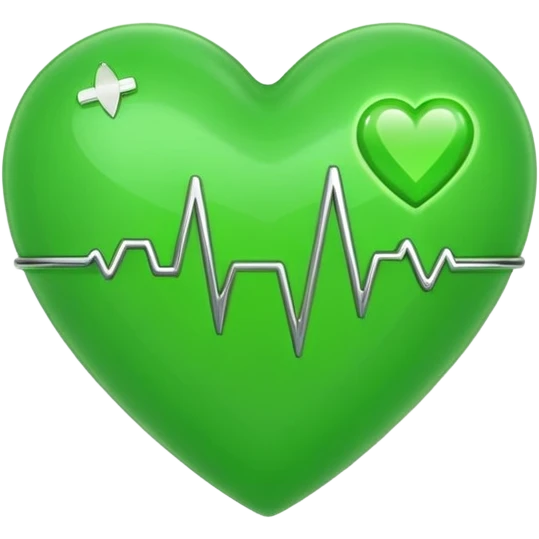 green heart with ECG heartbeat line emoji