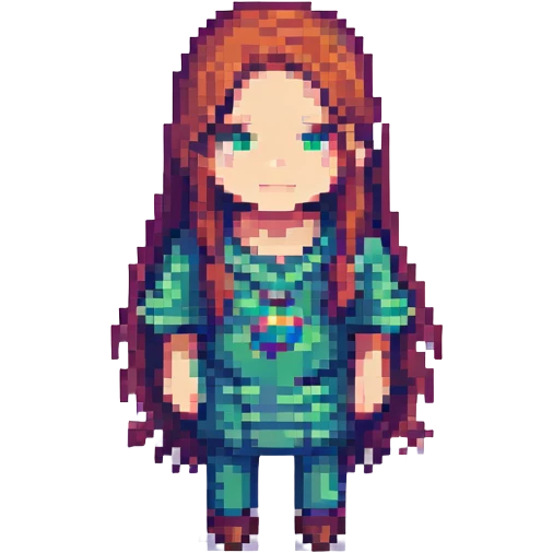 a person with long hair, pixel art style emoji