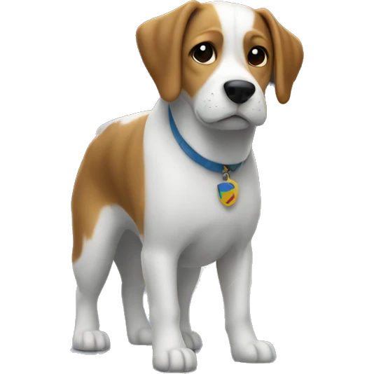 Dog in front of a house while snowing emoji