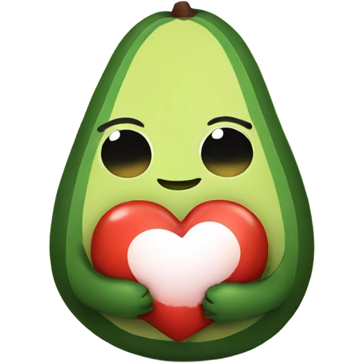 A cute avocado hugging a heart emoji