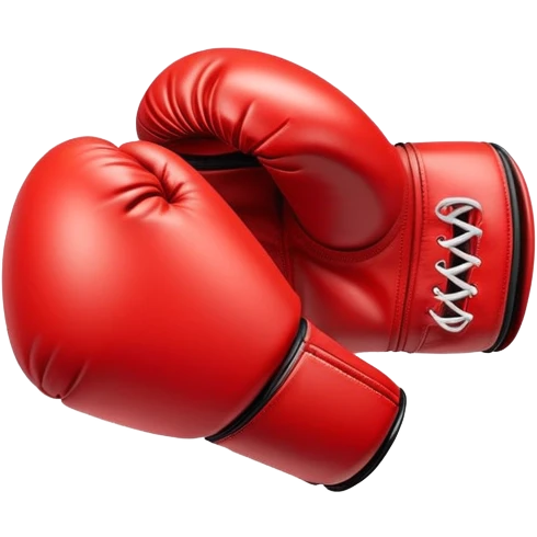 A small, bold boxing glove with a shiny red leather texture, clenched and angled forward, dynamic motion lines around it, symbolizing a powerful punch, clean white background emoji