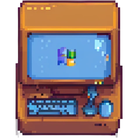 Create a 63 x 64 pixel art icon closely matching the look and style of the new Windows 'My Computer' icon, with a transparent background. emoji