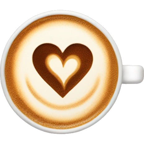 Hot coffee with heart latte art emoji