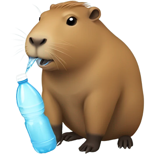 Capybara drinking from a water bottle emoji