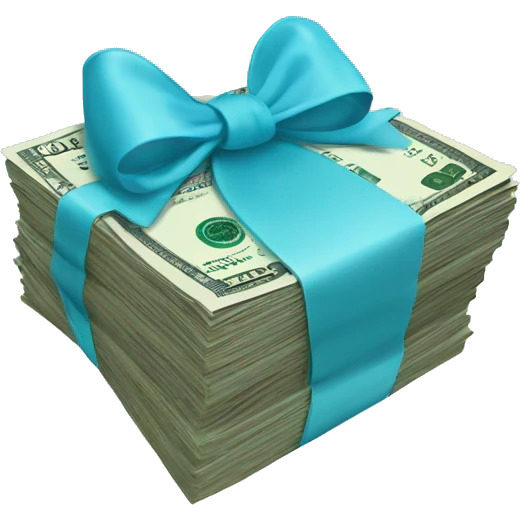 stack of money with baby blue bow emoji
