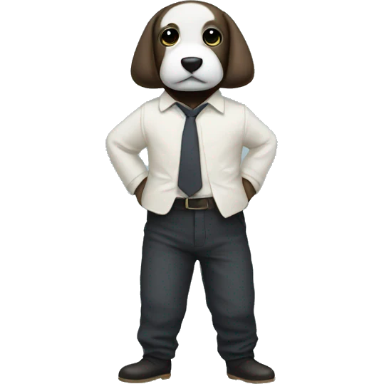 puppett with trousers standing on one leg no face emoji