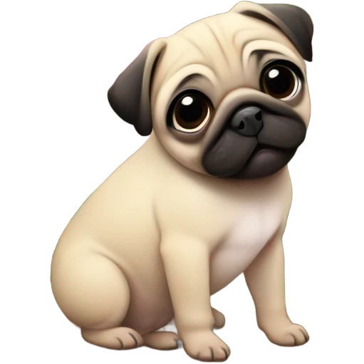 Baby pug playing in pink flowers with pink eyes  emoji