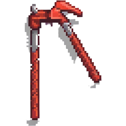 crowbar in Minecraft style, blocky, pixelated, red, alternate design 2 emoji