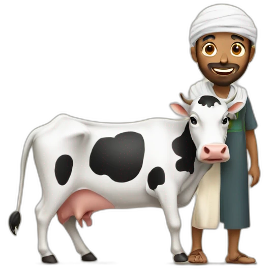 A muslim man with cow emoji