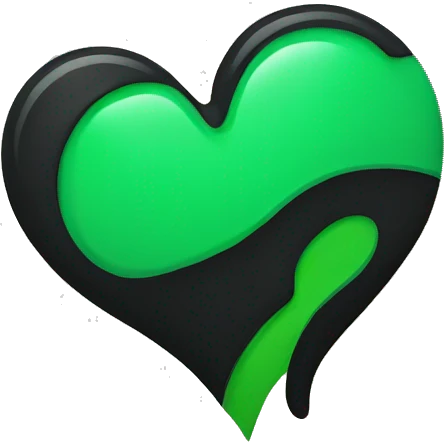 Half black and half Green broken swirl heart emoji