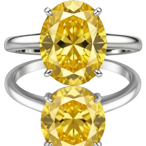 Still life rendering, ultra realistic 2D oval yellow diamond ring emoji