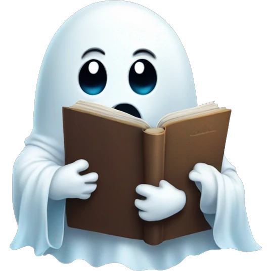 A cute ghost Holding a book emoji