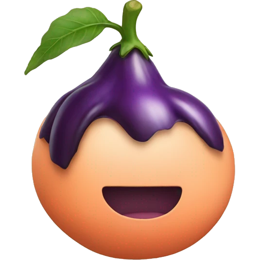 An eggplant inside a peach emoji