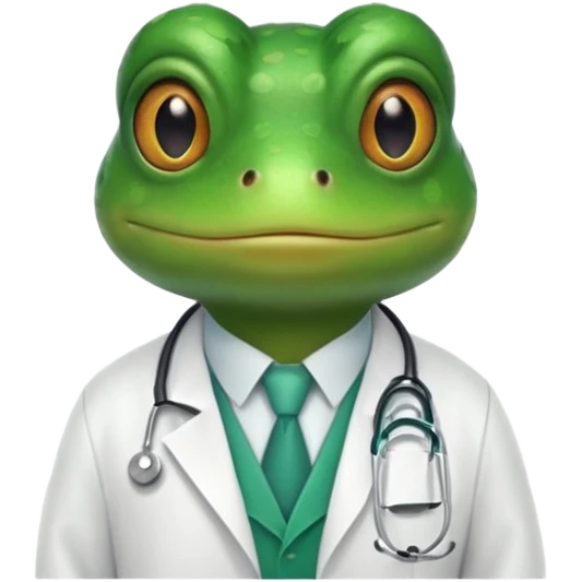 A frog in a doctor’s coat, portrait emoji