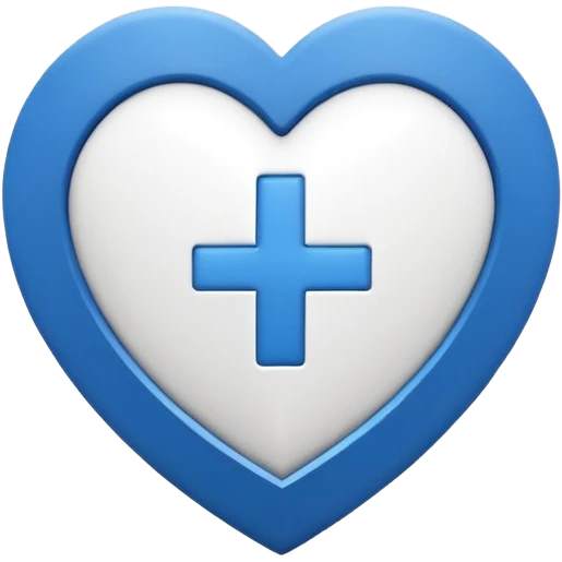 Minimal medical AI logo emoji, heart or shield shape, broken ECG line stylized as letters AI, flat vector style, clean modern healthcare design, blue and white, trustworthy, simple emoji