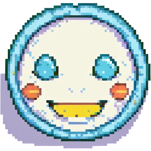 happy emotion, smiling face, pixel art style emoji