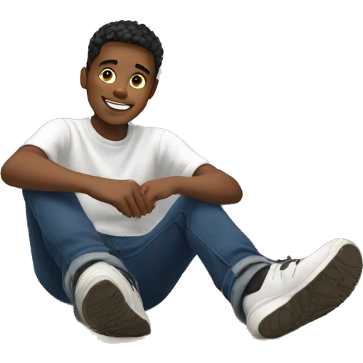boy selfie sitting on floor emoji