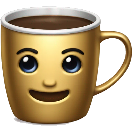 vintage Metallic Gold mug of coffe emoji