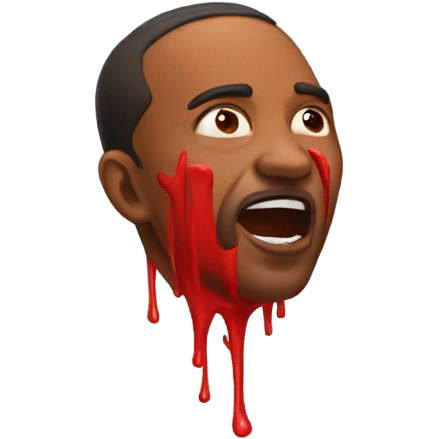 Man with red paint pouring out of mouth emoji