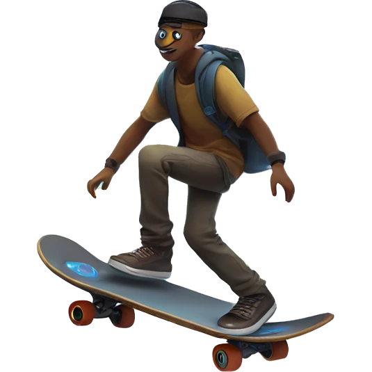 Quantik rides his holographic skateboard through a swirling metaverse portal with his drone companion scouting ahead towards a new mathematical dimension. emoji
