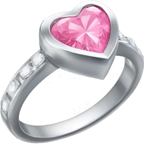 Sliver ring with a pink heart diamond emoji
