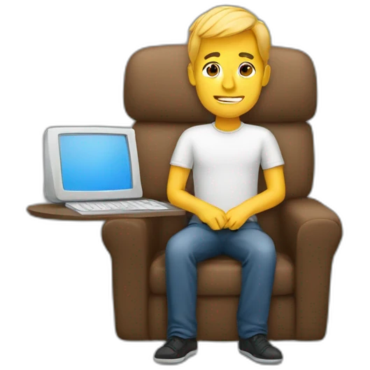 A man sitting with pc  emoji