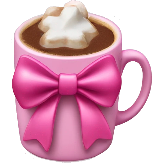 Pink bow on handle of a hot chocolate emoji