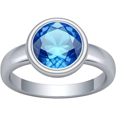 a silver ring with a blue gemstone, on a white background, in the style of iOS emoji, clean and minimalistic, high quality, 3D render, soft lighting, realistic reflections emoji
