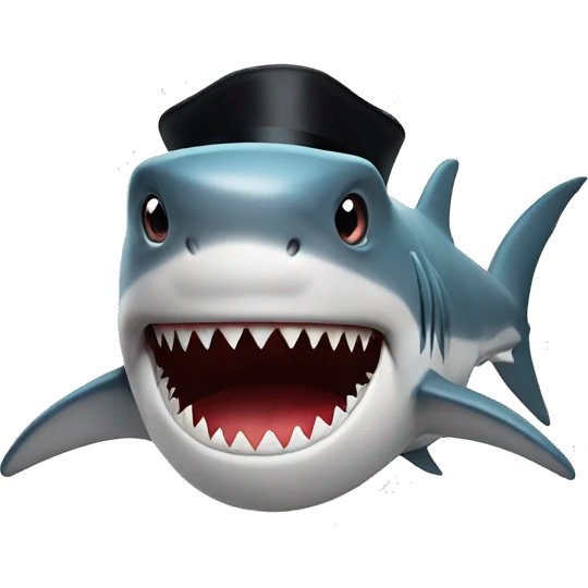 Shark with a top hat emoji