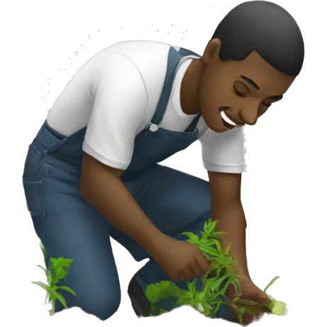 Black person picking weeds emoji