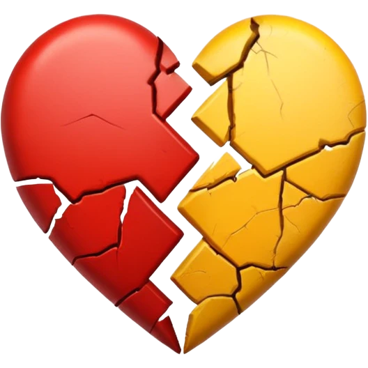 Half red half yellow broken heart emoji