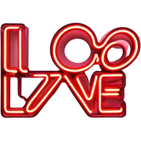  neon sign with the word love emoji