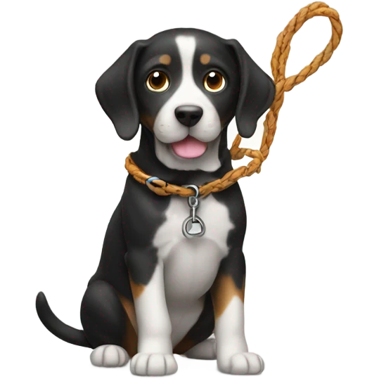 Emoji with leashed  emoji