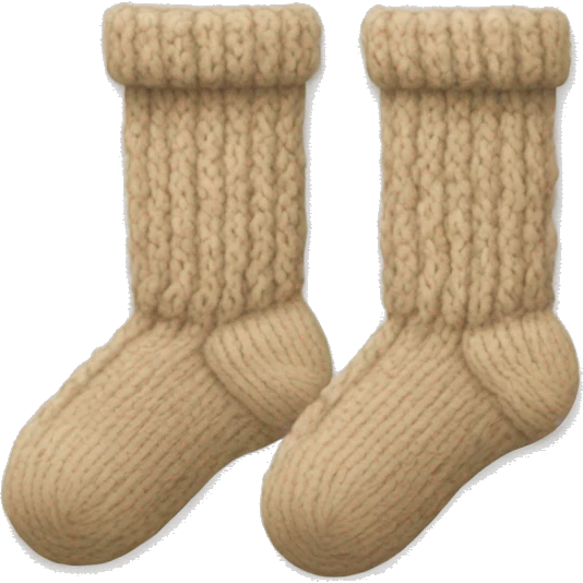 Two beige knitted cozy socks emoji