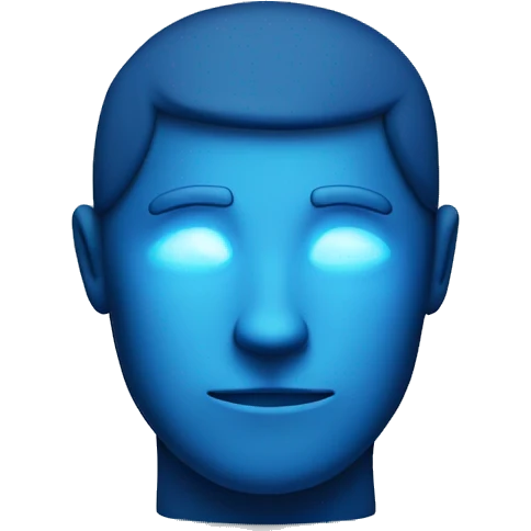 mental power represented by a blue head silouette iluminated and lighted  emoji