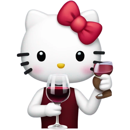 Hello Kitty drinking red wine emoji