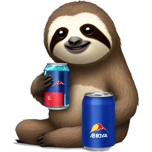 sloth with RedBull can and laptop emoji