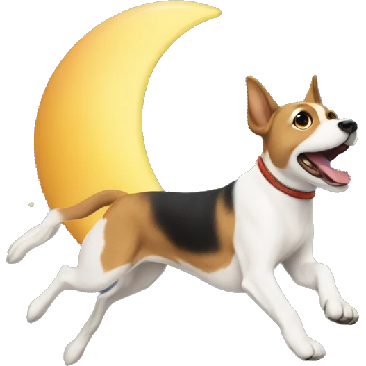 Dog jumping over the moon emoji