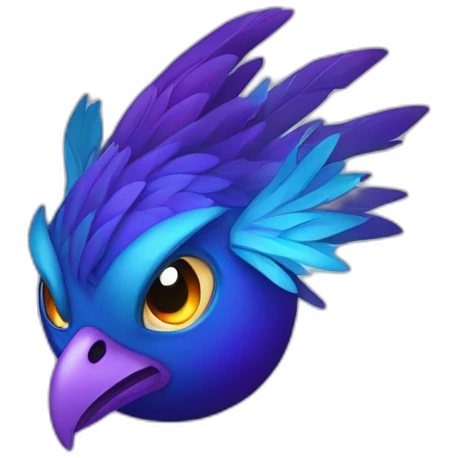Blue Purple Phoenix Fire Head Big Eyeys emoji