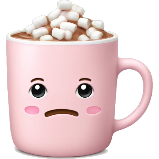 Light Pink mug of hot chocolate with marshmallows  emoji