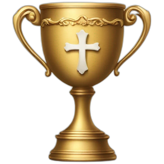royal empty Christian cup for the winner with a cross on royal background emoji
