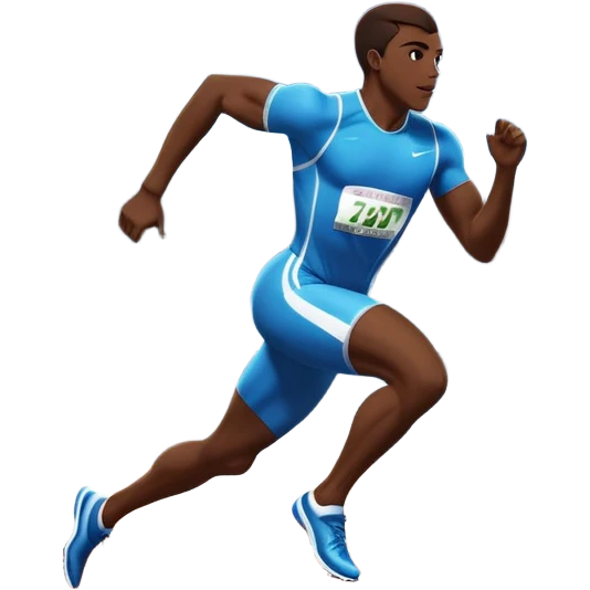 An icon featuring The background showcases a vibrant stadium with cheering fans, bright lights, and a clear sky. an athlete sprinting on a track, with powerful strides and determination. The athlete's motion is dynamic, emphasizing speed and competition. emoji