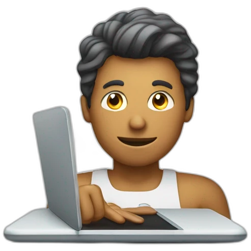 a a man witj a cellphone registering a item emoji