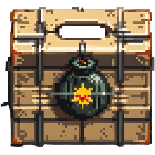 power up crate with bomb symbol for a video game emoji